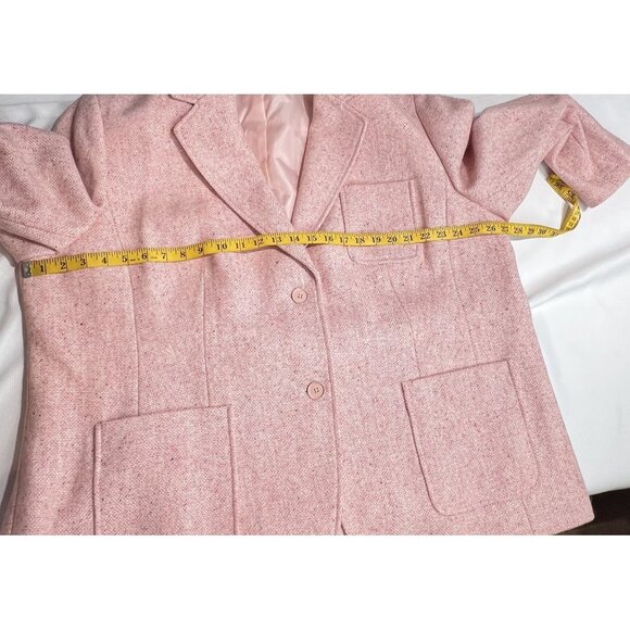 Talbots Womens Tweed Blazer Jacket Size 24W Pink Wool Blend Two Button Office - Picture 6 of 13